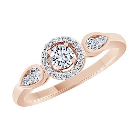 AFFY Round Cut Cubic Zirconia Solitaire Engagement Ring in 14k Rose Gold Over Sterling Silver (0.20 Cttw)