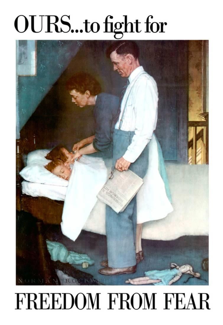 Norman Rockwell Freedom From Fear WWII War Propaganda Art Print Poster