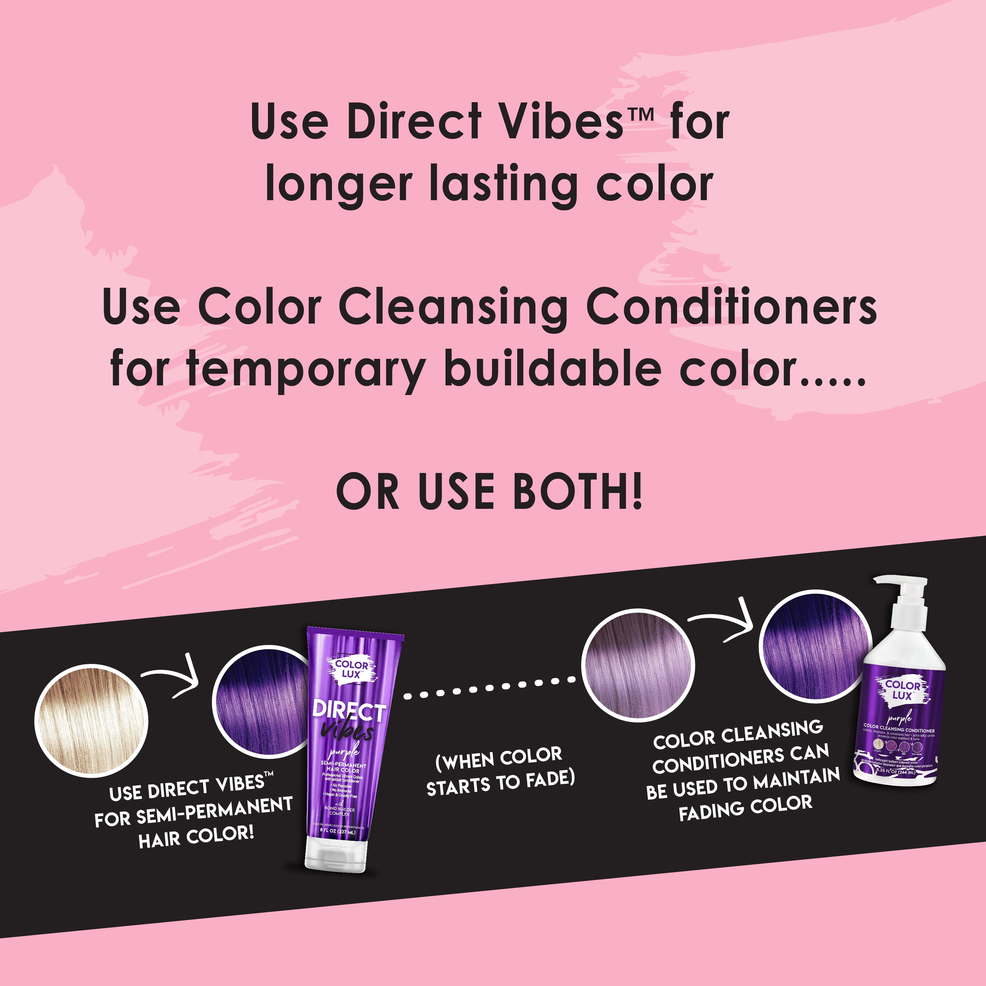 Color Lux Direct Vibes Purple 8 0z, for Adults and Teens