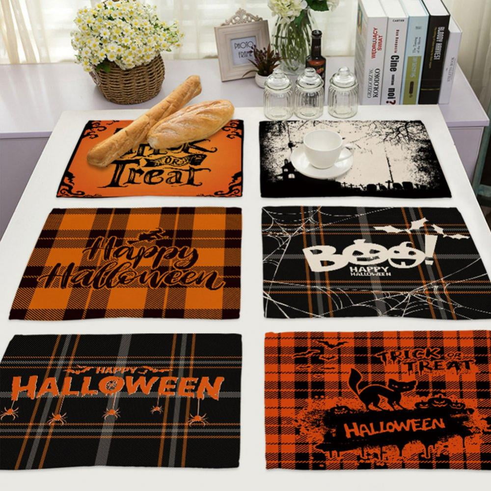 Halloween Placemat Linen Decorative Table Mat Ghost Pumpkin ...