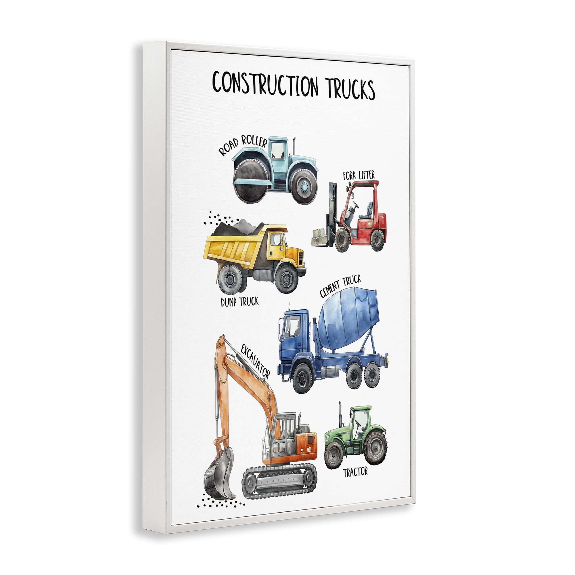 Stupell Industries Utility Trucks Construction White Framed Giclee Art, design by Christine Simpson Art