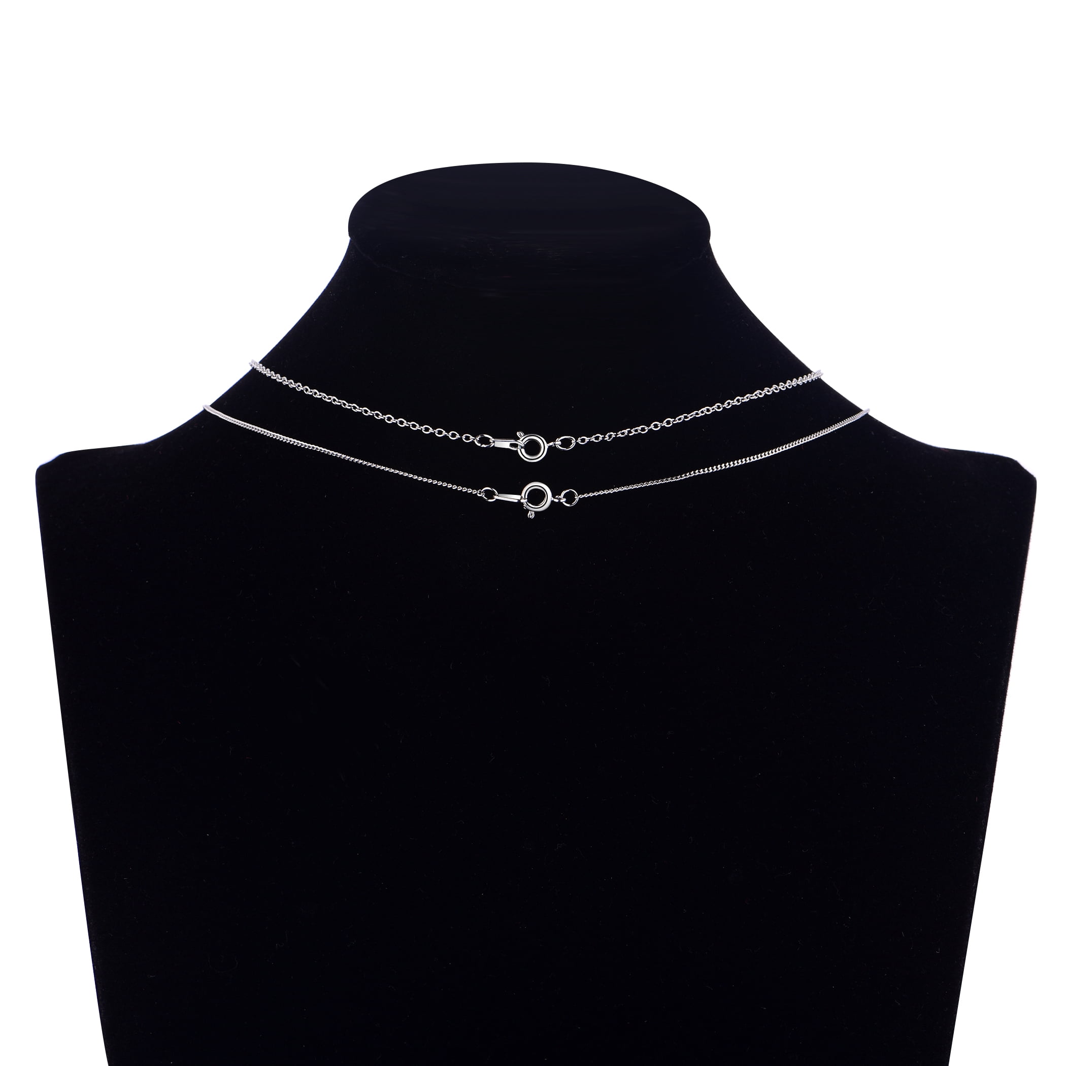 Fine Silver Plated Drop Double Necklace Set with Simulated Diamonds Adult