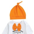 thumbnail image 5 of Xudanell Infant Baby Boy Halloween Outfit Pumpkin Long Sleeve Romper Overalls Suspender Pants and Hat 3Pcs Fall Clothes Set(Orange, 3-6 Months), 5 of 5