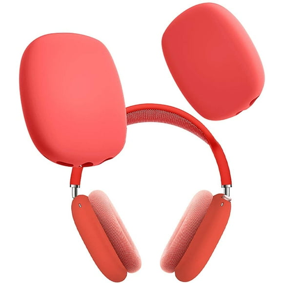 Compatible AirPods Max Earpads, Earcup Protector Cover Case Anti-Scratch Dust Shock, Soft Silicone Ear Pads Skin, Ear Cushions Protective for AirPods Max Headphones-Red