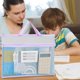 thumbnail image 1 of A4 Mesh Document Organizer Bag | Double Layer Thick Transparent File Carrier | Handheld Large Capacity Storage | Portable Classification Paper Holder | 37x27cm | Green Blue | 1 Pack, 1 of 5