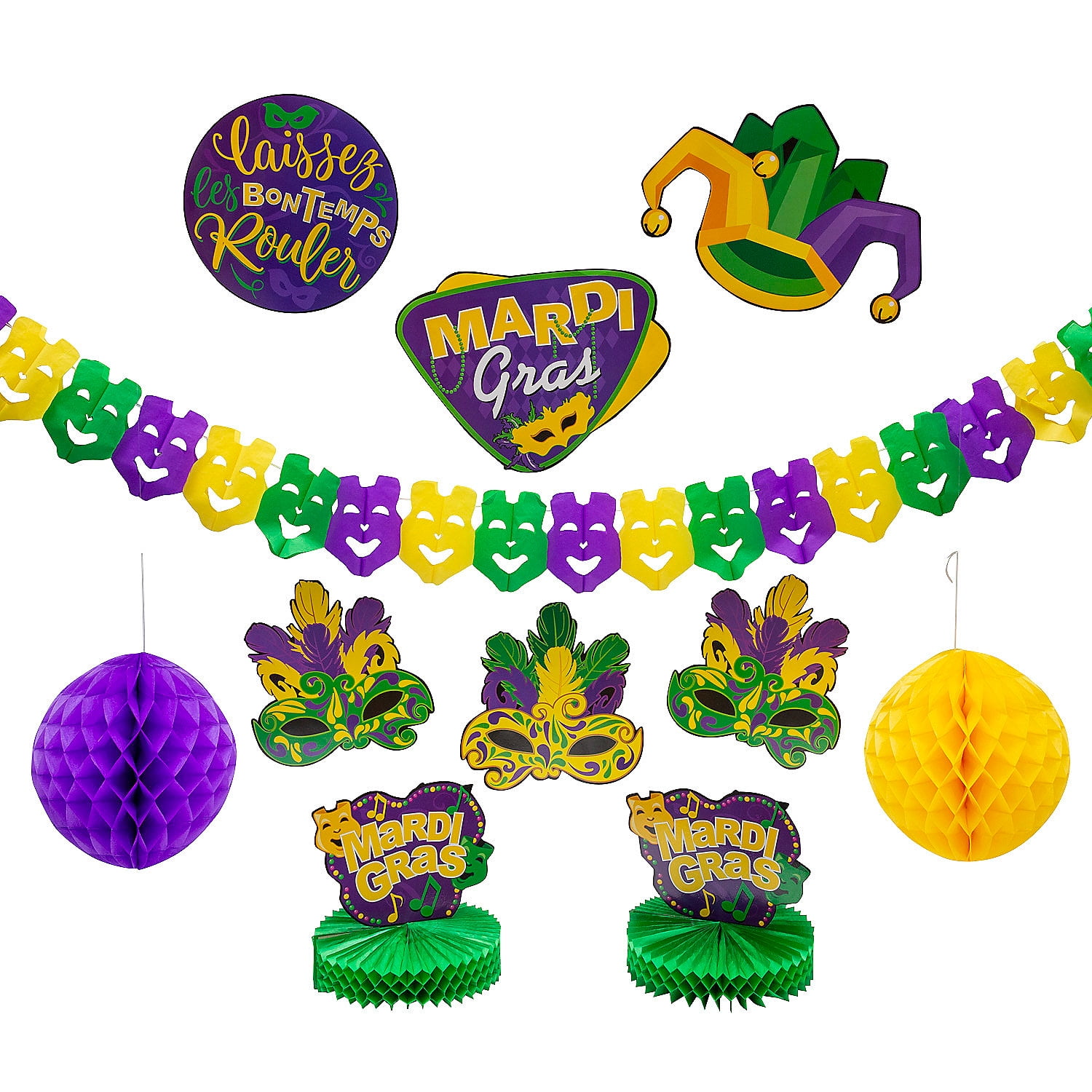 Mardi Gras Decorating Kit, Party Decor, Mardi Gras, 10 Pieces