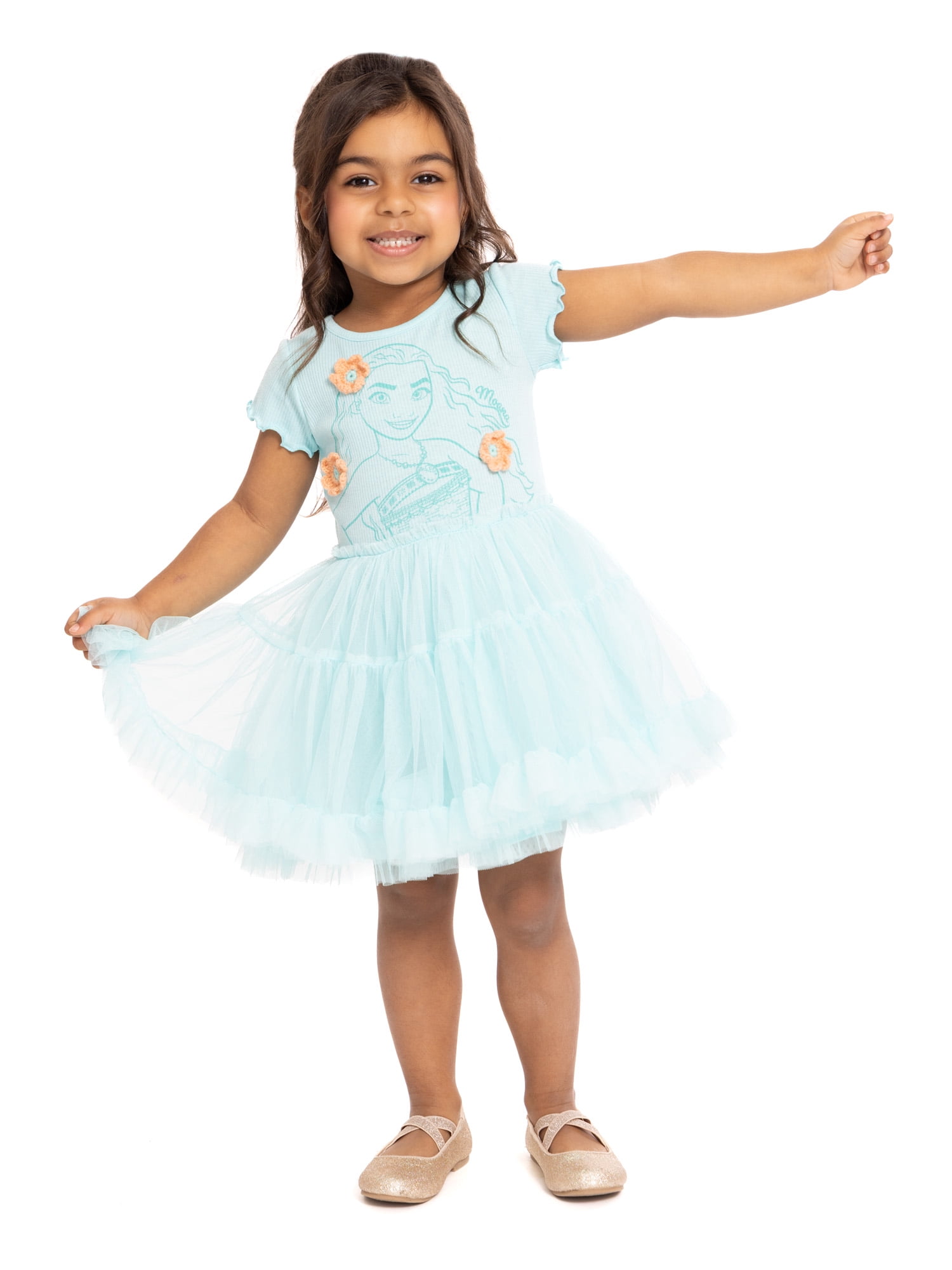 Moana Toddler Girls Graphic Tutu Dress with Short Sleeves, Sizes 12M-5T
