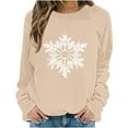 thumbnail image 4 of HOMBOM Crewneck Sweatshirts for Women Light Up Beige Christmas Cute Merry Casual Snowflake Adults Sweatshirt Xmas, 4 of 6