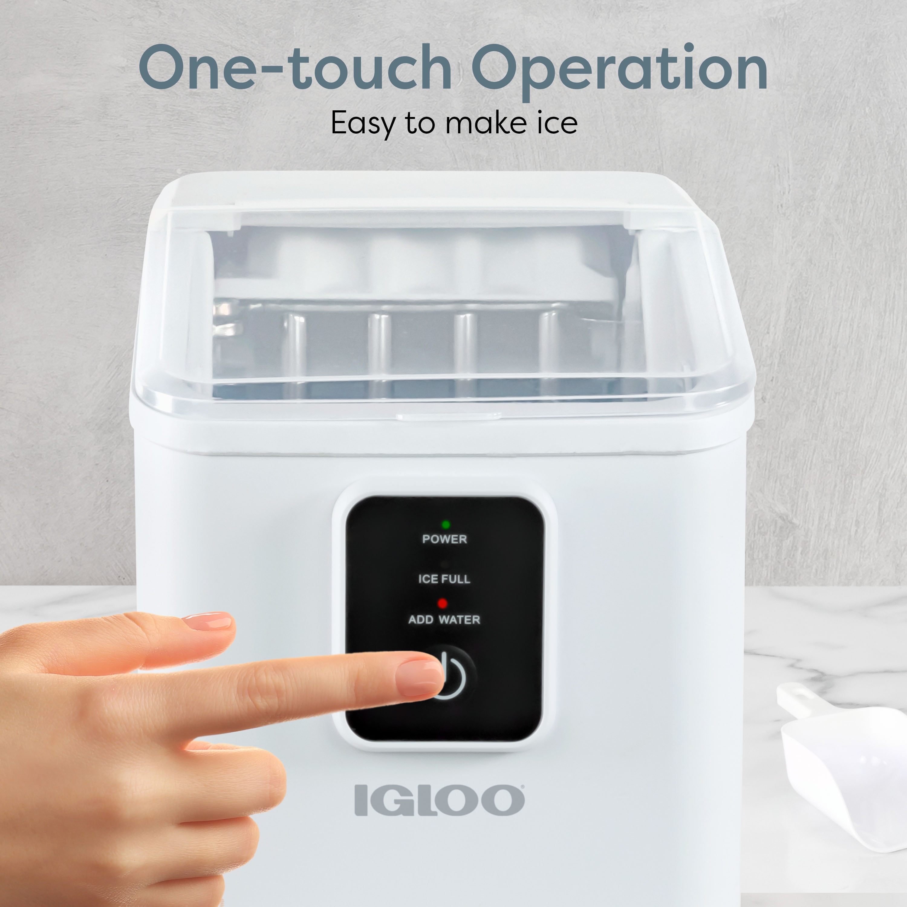 Igloo Countertop Ice Maker, Automatic Self-Cleaning Ice Maker Machine with Ice Basket and Scoop, White