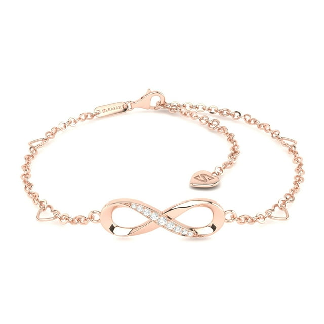 SERASAR 925 Sterling Silver Anklet "Infinity" with 18k Gold Plating, RoseGold, Including Gift box