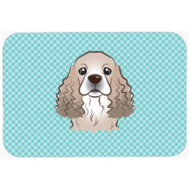 Checkerboard Blue Cocker Spaniel Mouse Pad, Hot Pad Or Trivet, 7.75 x 9.25 In.
