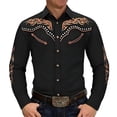 thumbnail image 6 of Western Shirts for Men Embroidered Long Sleeve Button Down Regular Work Dress Spring Fall Cowboy Black1 Shirts S-XXXL, 6 of 6