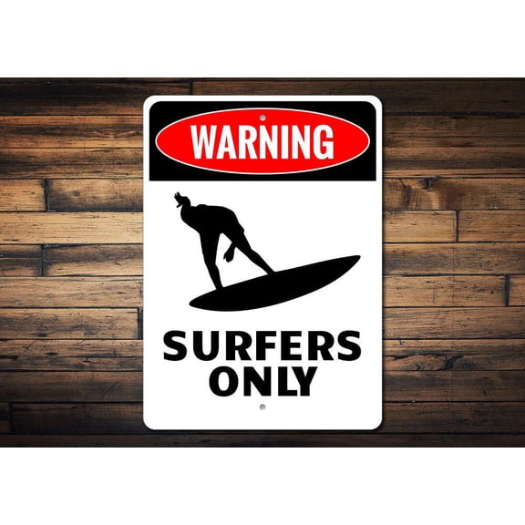 Surfers Only Novelty Sign, Metal Wall Decor - 10x14 inches