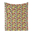 thumbnail image 1 of Tropical Soft Flannel Fleece Throw Blanket, Jungle Blossoms Hibiscus with Birds and Butterflies Branches Forest Fragrance, Cozy Plush for Indoor and Outdoor Use, 50" x 70", Multicolor, by Ambesonne, 1 of 5