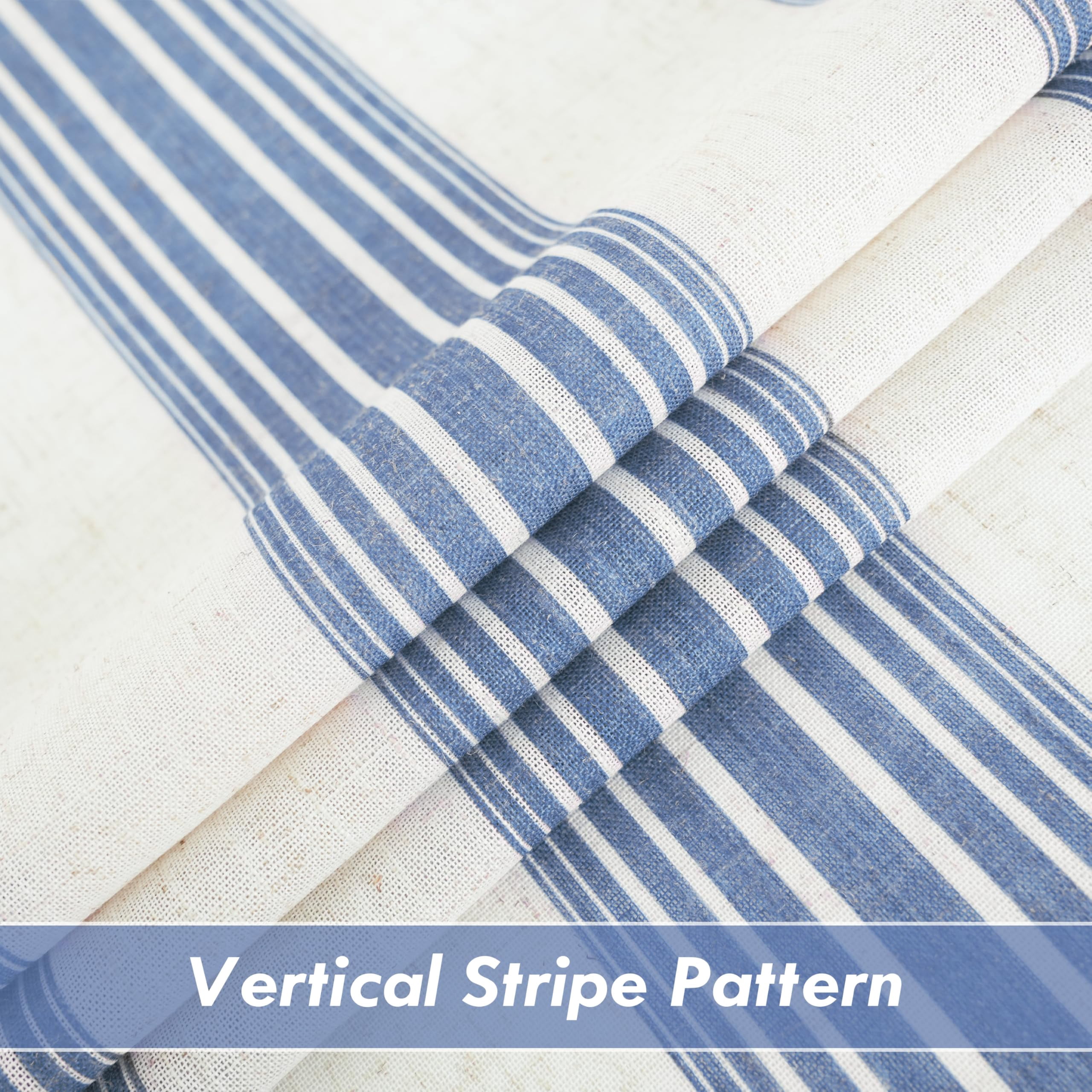 DriftAway Farmhouse Vertical Striped Linen Blend Textured Light Filtering Semi Sheer Curtains for Living Room Bedroom 84 Inches Long Drapes 2 Panels Broad Striped Jean Navy