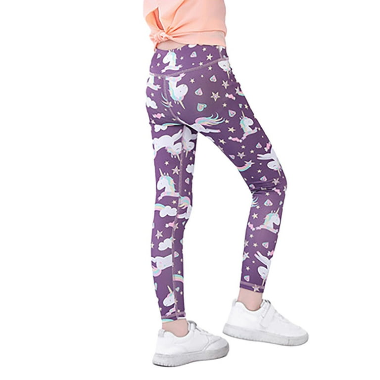 Daxin Youth Athletic Leggings Kids Printed Dance Running Yoga Pants Workout  Active Dance Tights for Girls 4-11 Years