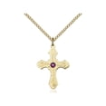 thumbnail image 1 of Gold Filled Cross Pendant with 3mm February Purple Swarovski Crystal 7/8 x 5/8 inches with Gold Filled Lite Curb Chain, 1 of 1