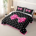thumbnail image 3 of Erosebridal Princess Bowknot Girls Twin Quilt Set, Black Pink Cartoon Twin Coverlet Set, 2-Piece, 3 of 7