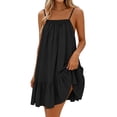 thumbnail image 5 of QUNYINEY A Line Sun Dresses for Women 2026 Sleeveless Mini Black Summer Slip Dress Lounge Square Neckline Ruffle Loose Fit Casual Dresses, 5 of 9