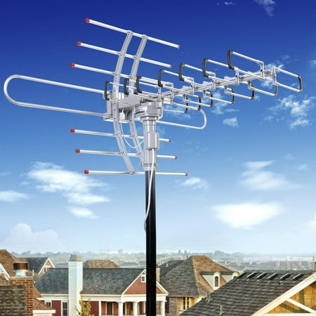 - Outdoor Amplified Digital 1080p HDTV HD Rotor TV Antenna Remote 360 Rotation UHF