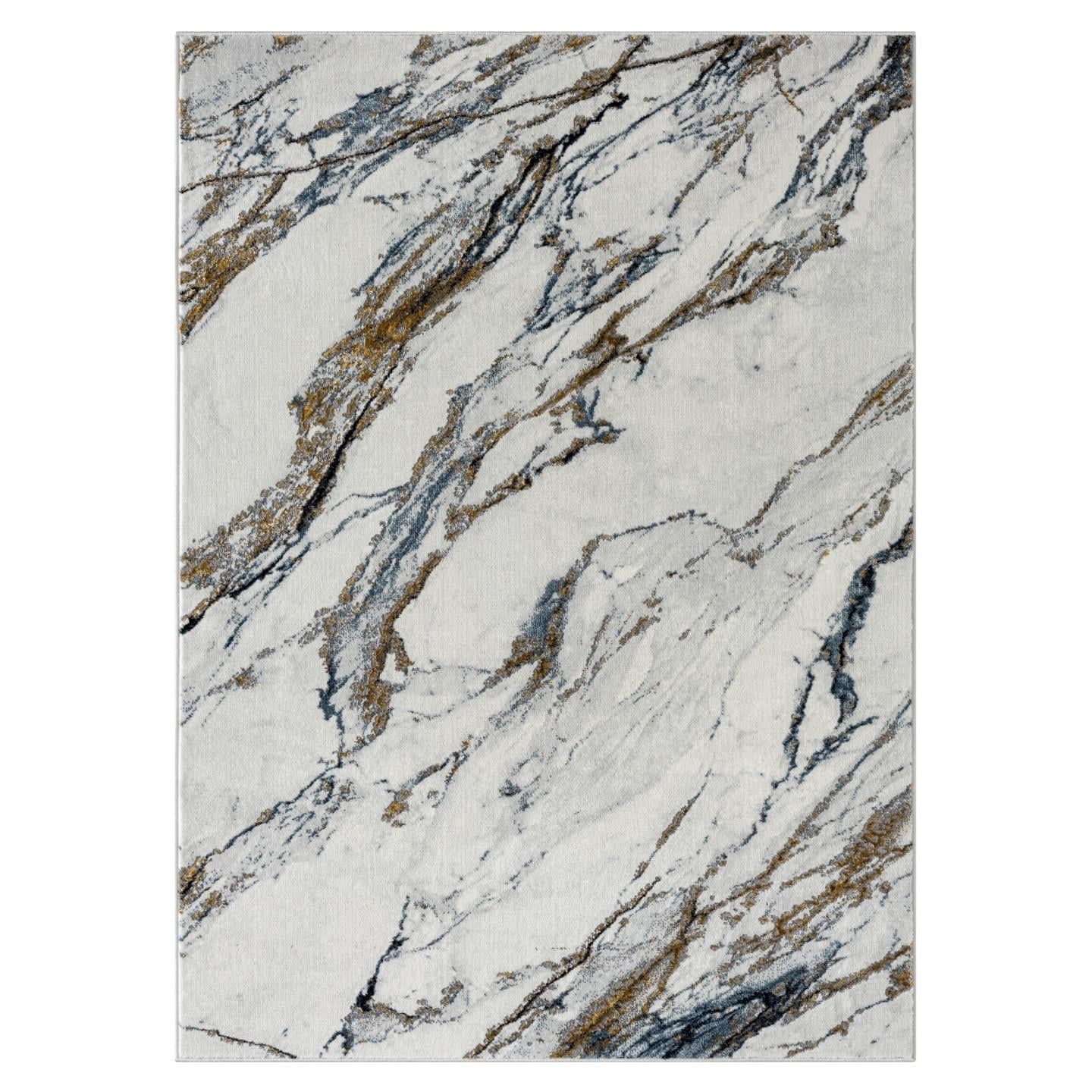 Luxe Weavers Abstract Marble Patterned Area Rug, Indoor Carpet for Living Rooms 9x12 - Blue