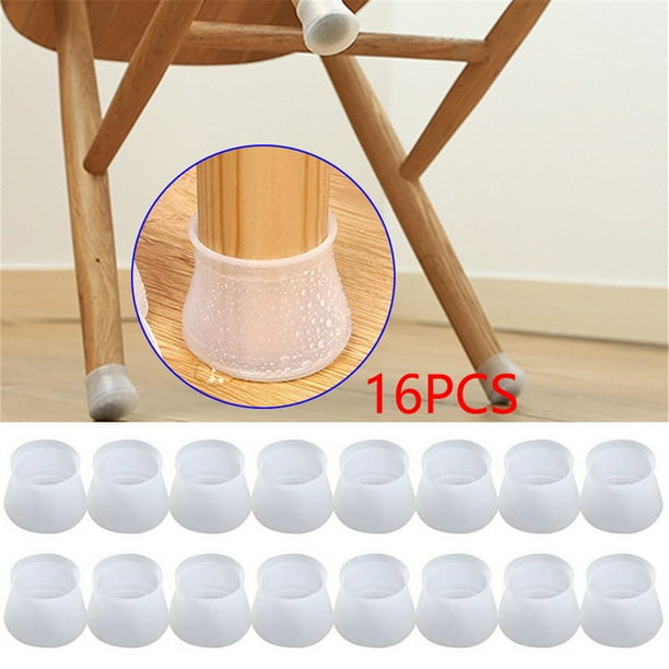 16 Pcs Chair Leg Floor Protectors, Transparent Silicon Chair Leg Caps