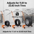 thumbnail image 3 of Tire Wheel Dolly Adjustable 11.61-22.83" Spacing, Tire Lifter 500 LBS Capacity, Tire Dolly Ergonomic Handle & Smooth Roller, for SUV, Truck, Skid Steer, ATV, RV, Trailer., 3 of 12