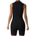 thumbnail image 3 of YFELWZ Womens Plus Size Ribbed Shaping Button Up Sleeveless Yoga Jumpsuit Black L, 3 of 5