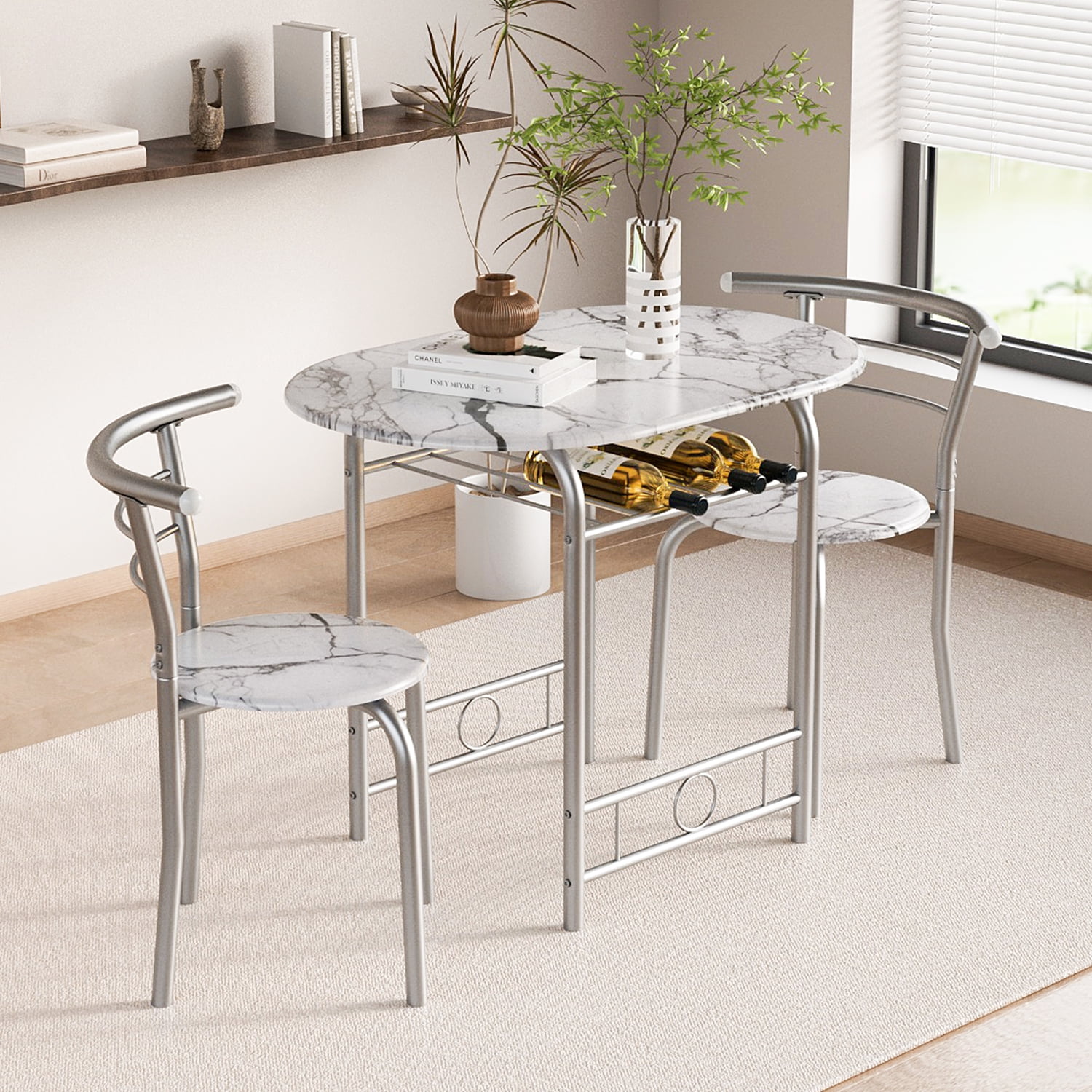 Furmax 3 Piece Wood and Metal Space Dinette Set, Compact Size for Apartment, Dining Room, Kitchen, Black - Walmart.com Furmax 3 Piece Wood and Metal Space Dinette Set, Compact Size for Apartment, Dining Room, Kitchen, Black - Walmart.com