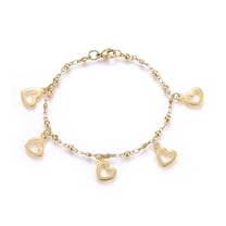 304 Stainless Steel Charm Bracelet Lobster Heart Gold 8.2" 3mm  A88