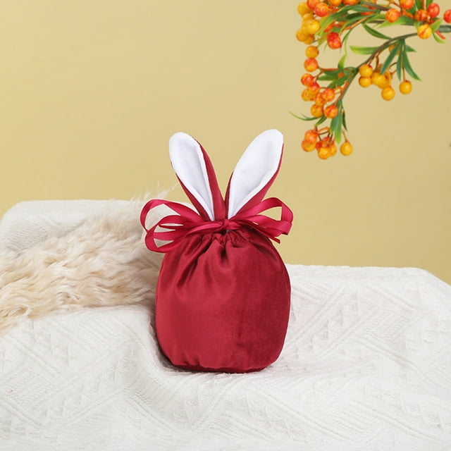 Mohdy Sac Cadeau en Velours avec Oreilles de Lapin de Pâques Rd3, Sacs Cadeaux de Pâques Sacs à Bonbons avec Cordon de Serrage Oreilles de Lapin de Pâques Sacs de Pâques Sacs en Velours pour Cadeaux de Fête de Pâques, Matériau : Tissu