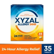 Xyzal 24 Hour Antihistamine Medicine Tablets for Adult Allergy Relief, Levocetirizine, 5 mg, 35 Pills