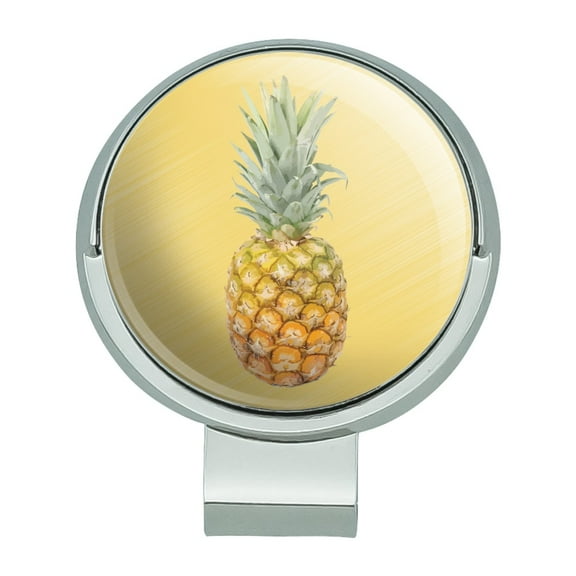 Pineapple Fruit on Yellow Tropical Background Golf Hat Clip With Magnetic Ball Marker