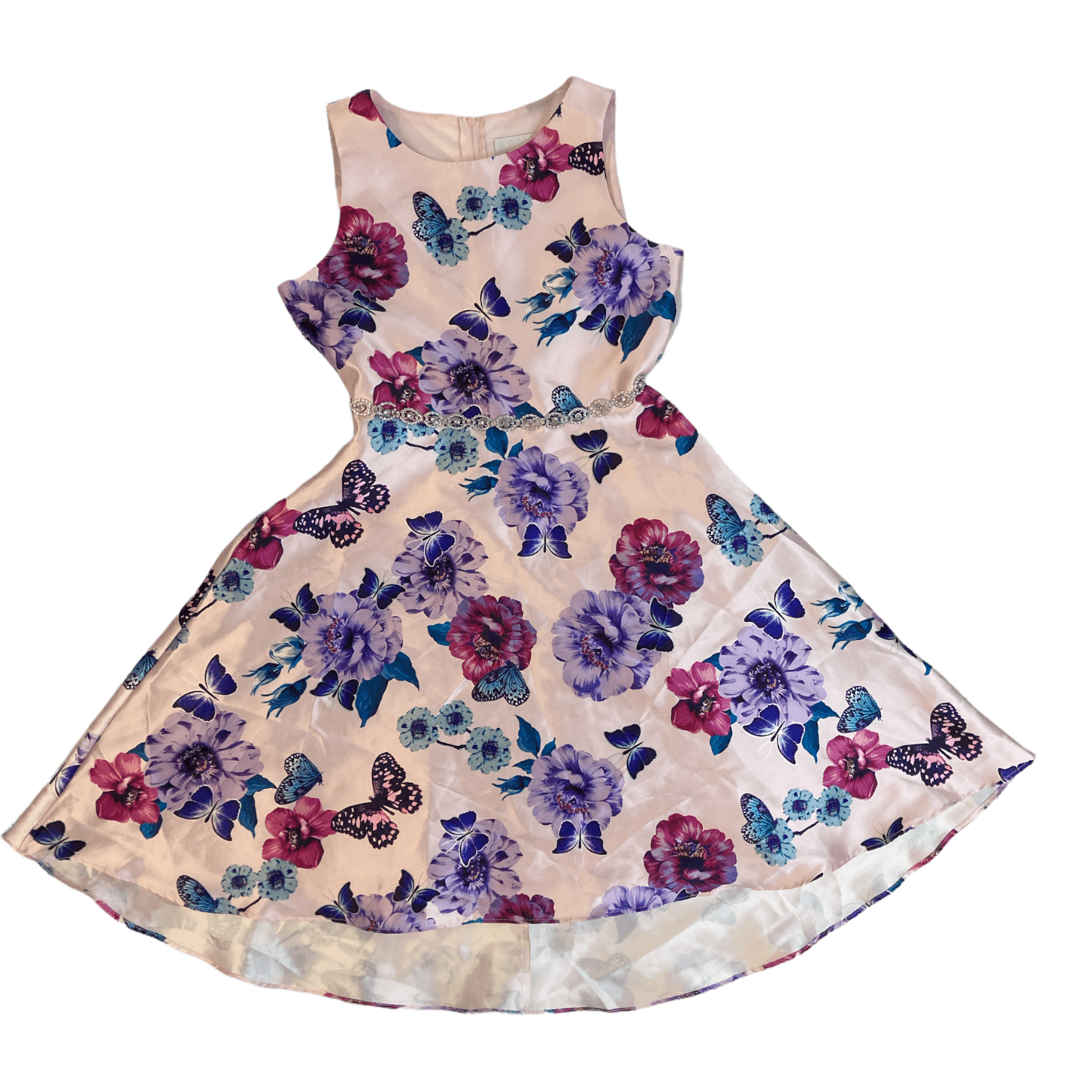 Emily Rose Girl's Special Occasion HiLo Dress (Printed Floral, 14