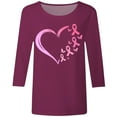 thumbnail image 4 of T-shirt Graphique de Sensibilisation au Cancer pour Femmes, Col Rond, Manches Trois Quarts, Décontracté, Confortable, Tenue Quotidienne, Haut de Festivals, 4 of 4