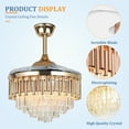 thumbnail image 5 of KPIBEST 42" Luxury Crystal Invisible Ceiling Fan Lamp Remote Control LED Chandelier Gold Home Decor, 5 of 11