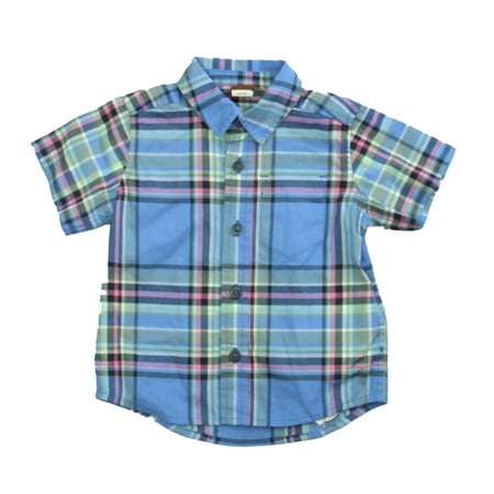 

Pre-owned Tea Boys Blue Plaid Button Down Short Sleeve size: 12-18 Months