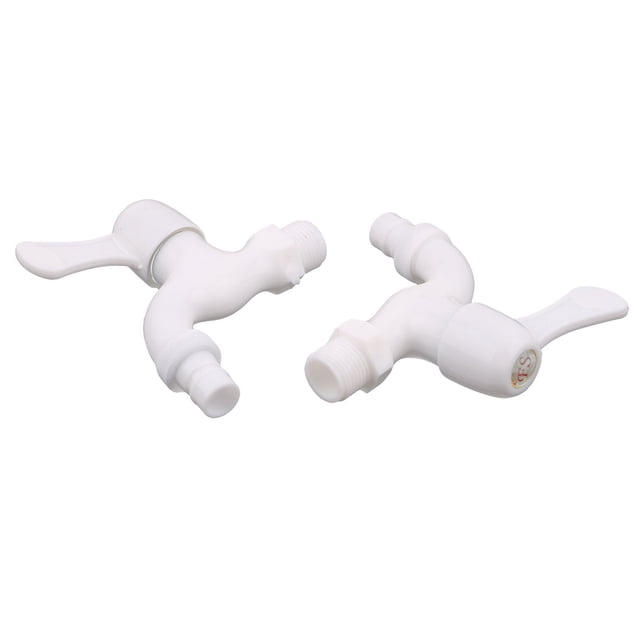 Unique Bargains Home Kitchen Plastic Replaceable Quarter Turn Water Stopcock Faucet White 2 Pcs