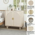 thumbnail image 2 of LFGUIZO 29.7" Rattan Accent Sideboard Buffet Cabinet with 2 Arched Doors and 1 Adjustable Shelf Dining Room Coffee Bar Station or Entryway Kitchen Natural, 2 of 7