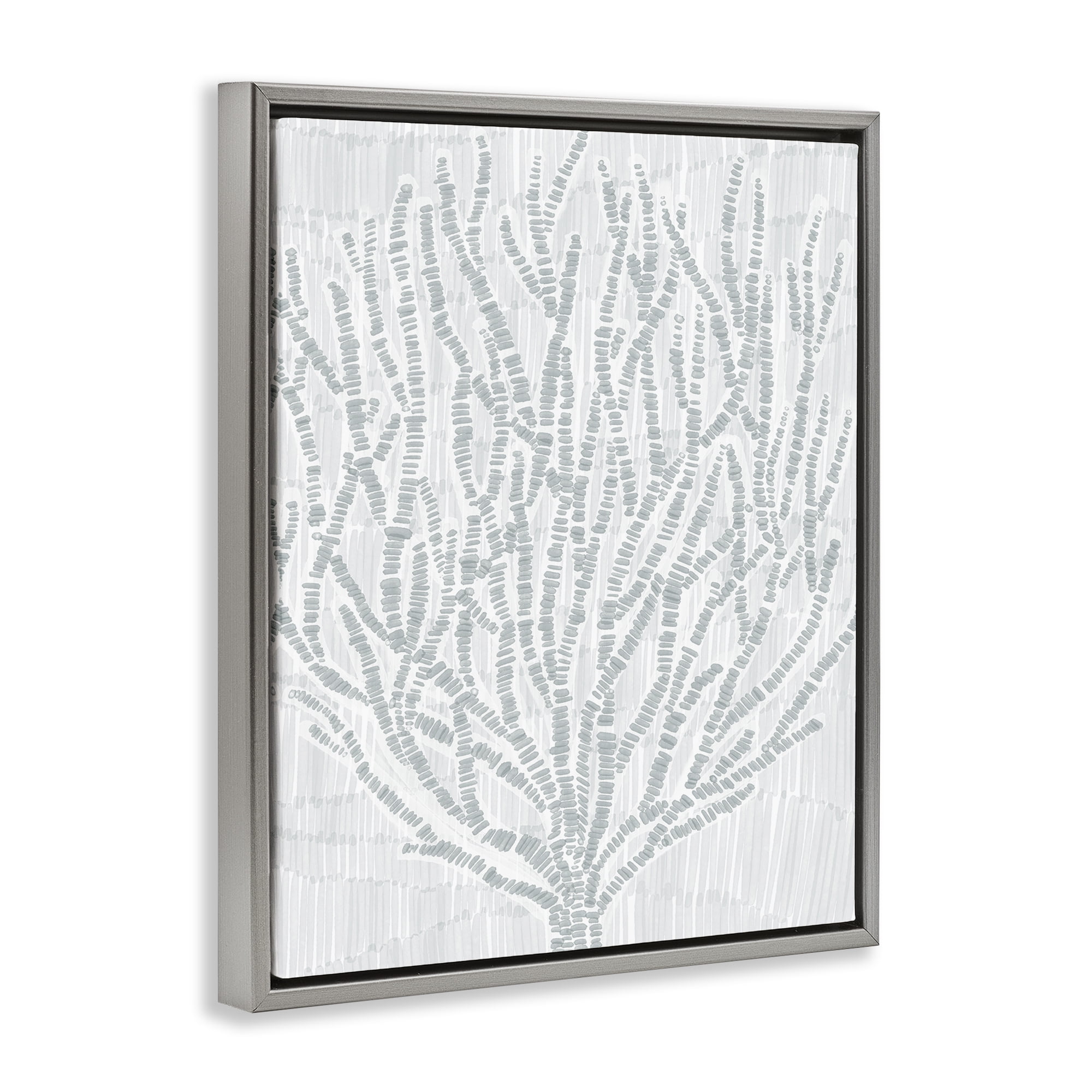Stupell Industries Sketched Coral Sprigs Nautical & Beach Painting Gray Floater Framed Canvas Art Print Wall Art, 25 x 31