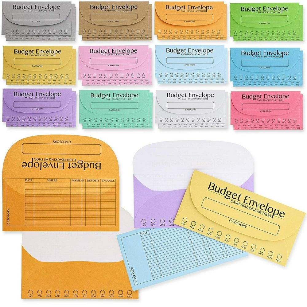 96Pack Budget Envelopes for Cash System, Money Savings, Budgeting, 12
