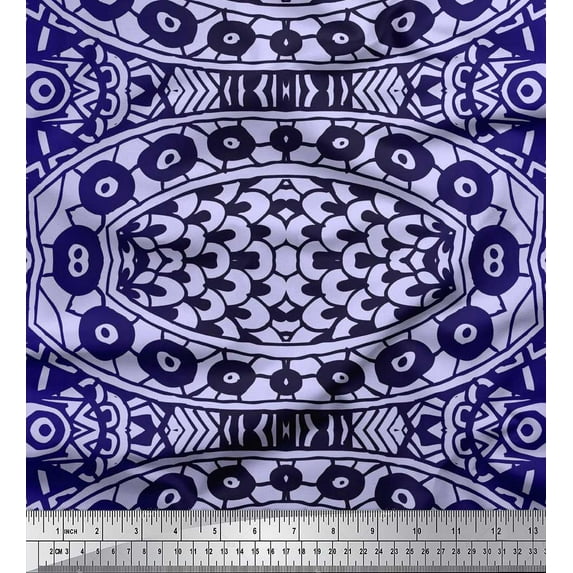 Soimoi Poly Georgette Fabric Mandala Kaleidoscope Fabric Prints by Yard 42 Inch Wide