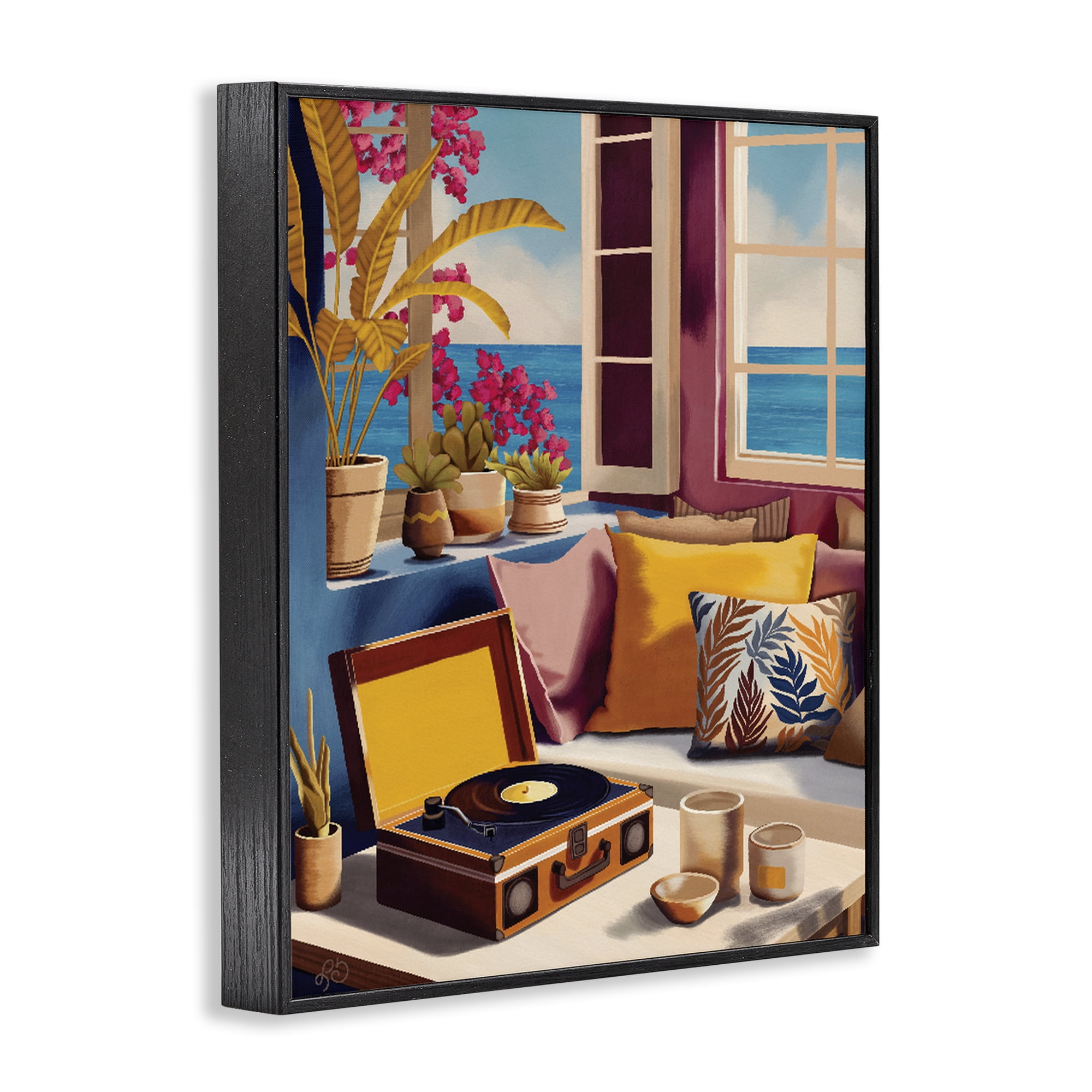 Stupell Industries Boho Vacation By The Sea Black Framed Giclee Art, design by Lisa R Dumm