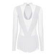 thumbnail image 4 of Haitryli Womens Shiny Rhinestones Leotard Mock Neck Latin Jazz Ballroom Leotard Dance Bodysuit White L, 4 of 7
