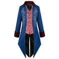 thumbnail image 2 of Lilgiuy Mens Medieval Steampunk Tailcoat Vintage Turn-down Collar Long-sleeved Hoodless Victorian Prince Jacket Frock Coat for Halloween Theme Party Role Play(Blue), 2 of 6