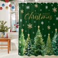 thumbnail image 6 of Shower Curtain 48"W x 72"L Winter Christmas Tree Snowflake Green Fabric Shower Curtains Set with Hooks Water Repellent Bathroom Curtains Machine Washable Bathroom Accessories, 6 of 9