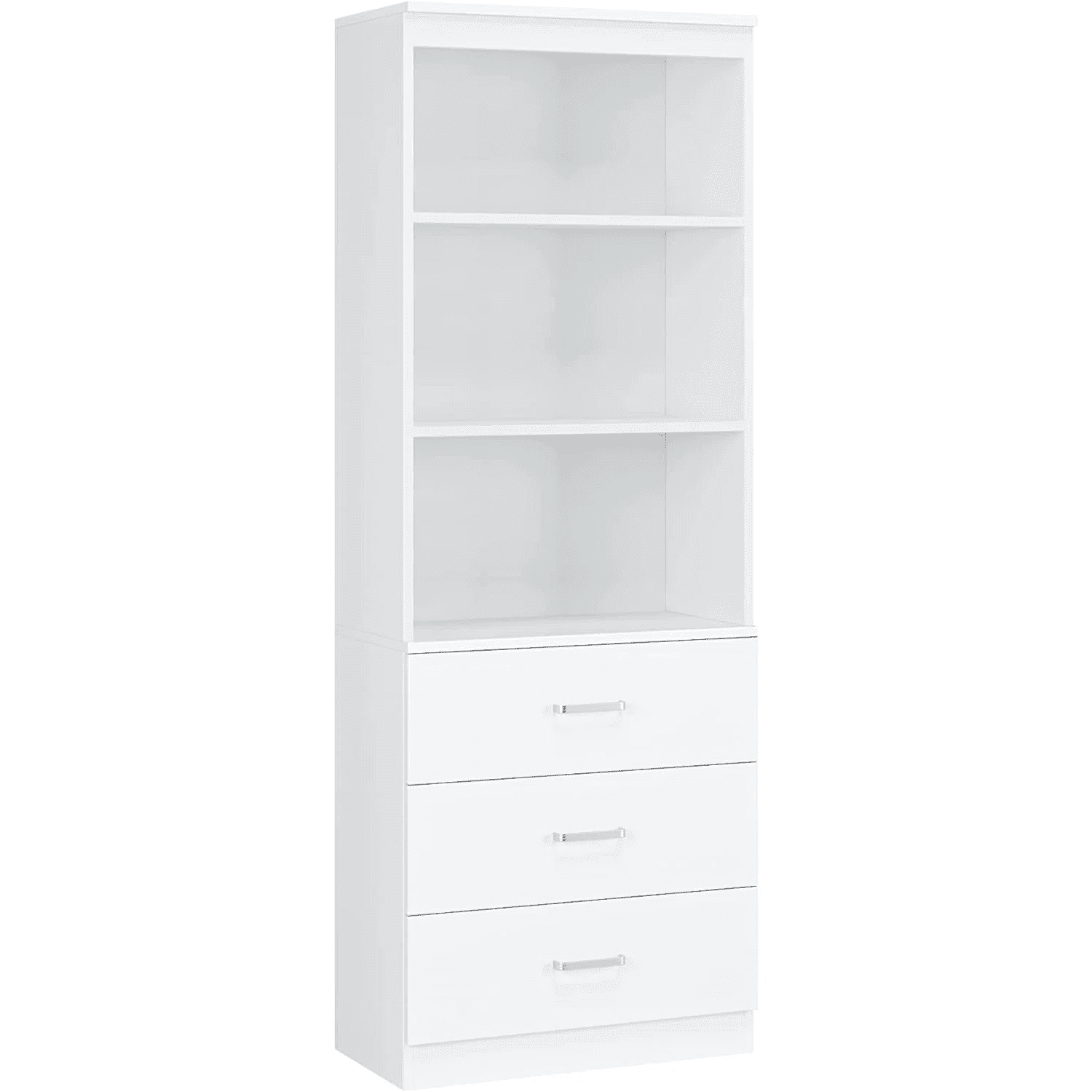 Homfa 71" Tall Bookcases with 3 Large Drawers, 3 Tier Wooden Storage Bookshelf for Living Room