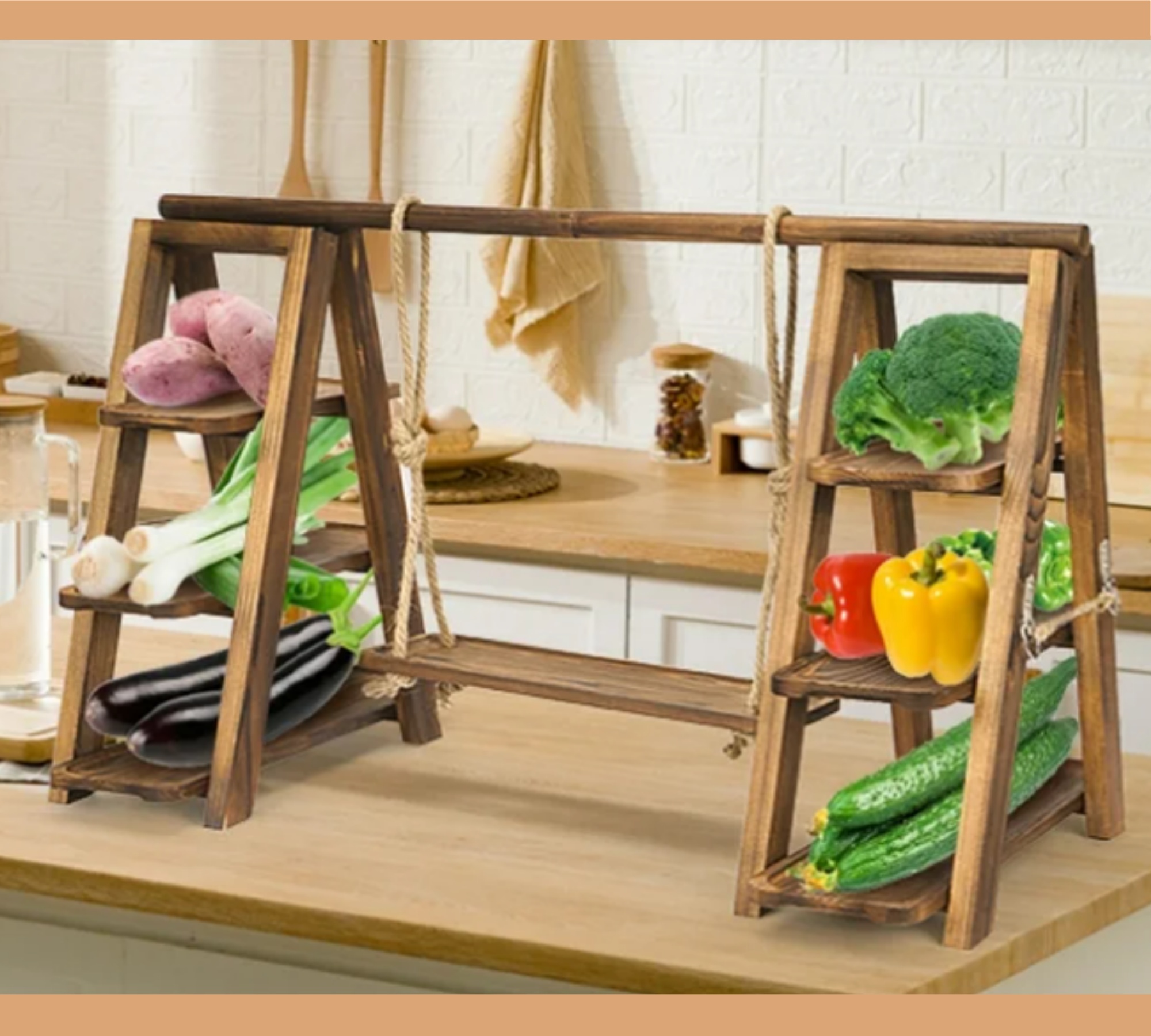Gomok 3 Tier Serving Tray Wooden Cupcake Stand Rustic Foldable Dessert Table Display Set with Detachable Serving Platters