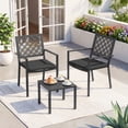 thumbnail image 5 of Dovov 3 Piece Outdoor Bistro Set, Outdoor Patio Furniture Sets w/ 2 Stacking Chairs and Side Table, Modern Patio Table and Chairs with Cushion, Black, 5 of 11