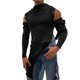 thumbnail image 2 of pstuiky camisas de manga larga para hombre, Camiseta básica de cuello medio alto para hombre con elástico y botones, hombros descubiertos Tops casuales para hombres m, 2 of 5